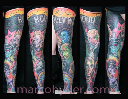 Tattoos - Hollywood Diva Zombie Leg Sleeve - 67463